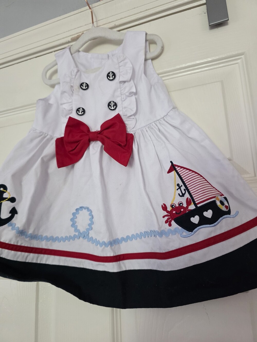 Good Lad Little Girls 18M Nautical Sailboat Dress Red Bow SummerVacation